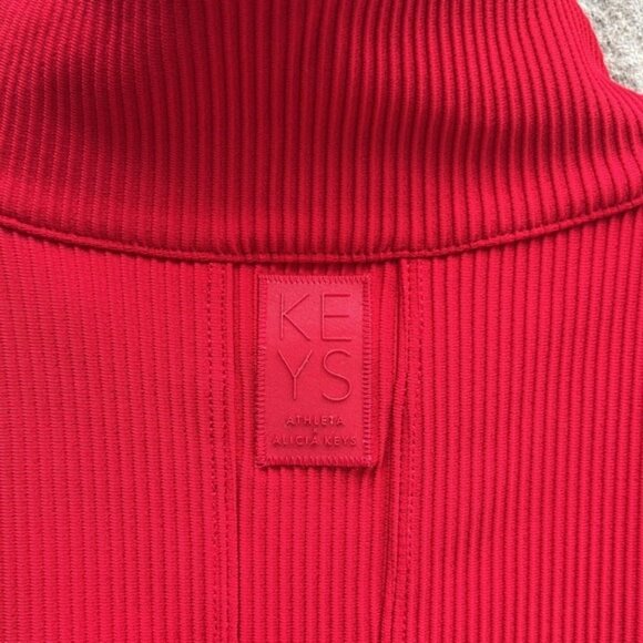 Athleta X Alicia Keyes Goddess Full Length Red Ribbed Zip Jumpsuit - Picture 12 of 16